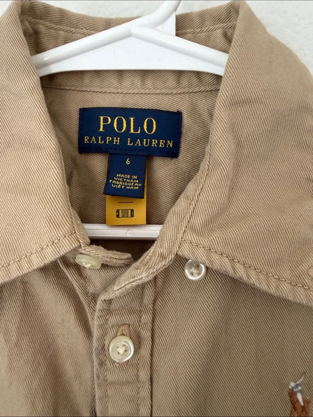 Ralph Lauren belted long sleeve khaki chino dress with collar little girls sz 6